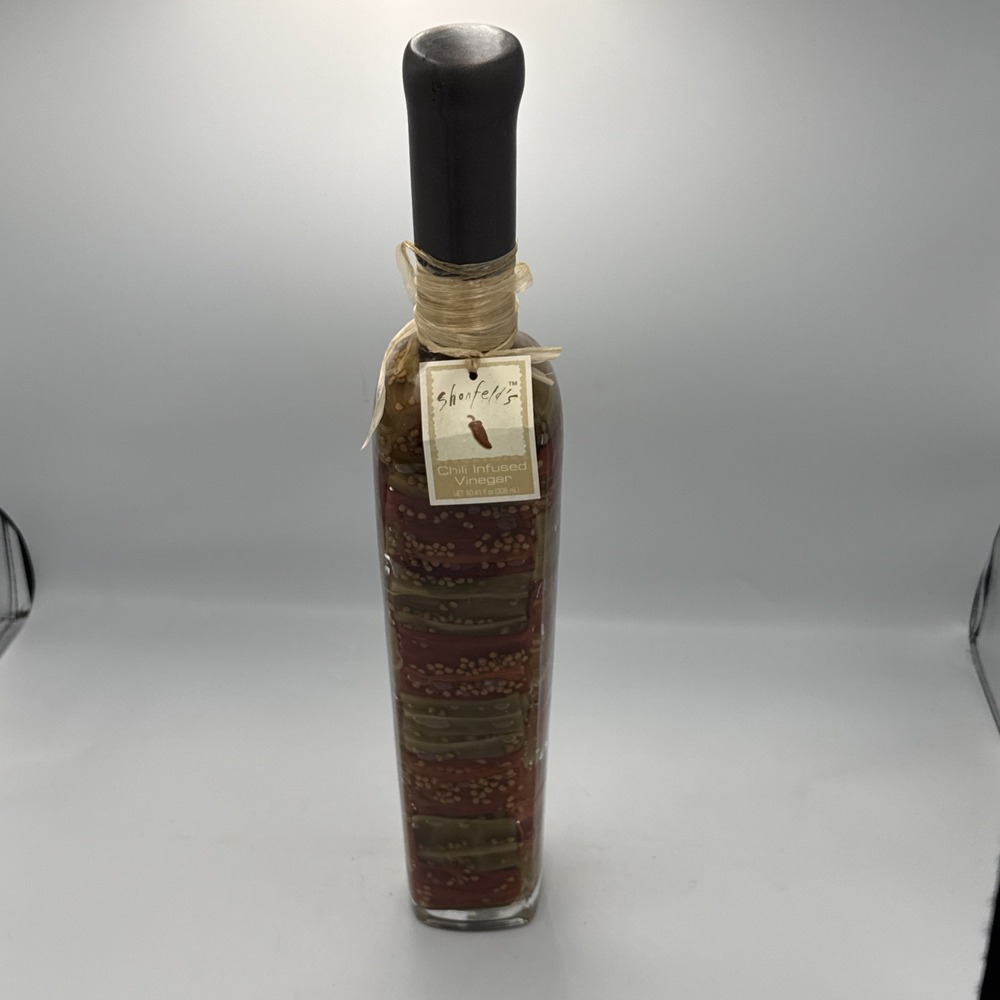 Oil Vinegar Infused Green & Red Peppers Decorative Kitchen Glass Bottle 17 x 3"